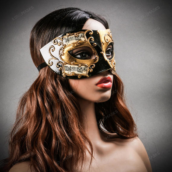 Phantom Of Opera Musical Masquerade Venetian Eye Mask - Black Gold - Picture 8 of 10